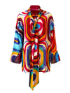 THE ANITA ABSTRACT SILK BLOUSE WITH NECK TIE
