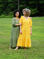 ARTEMIS SUNFLOWER YELLOW COTTON SCHIFFLI DRESS