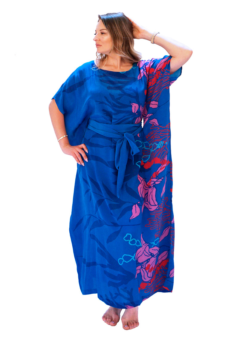 BUTTERFLY SEASCAPE BLUE Silk Dress