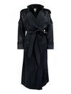A NAIMA SILK FEEL BELTED TRANSITION TRENCH COAT IN BLACK