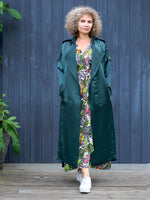 A NAIMA SILK FEEL BELTED TRANSITION TRENCH COAT IN TEAL