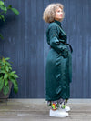 A NAIMA SILK FEEL BELTED TRANSITION TRENCH COAT IN TEAL